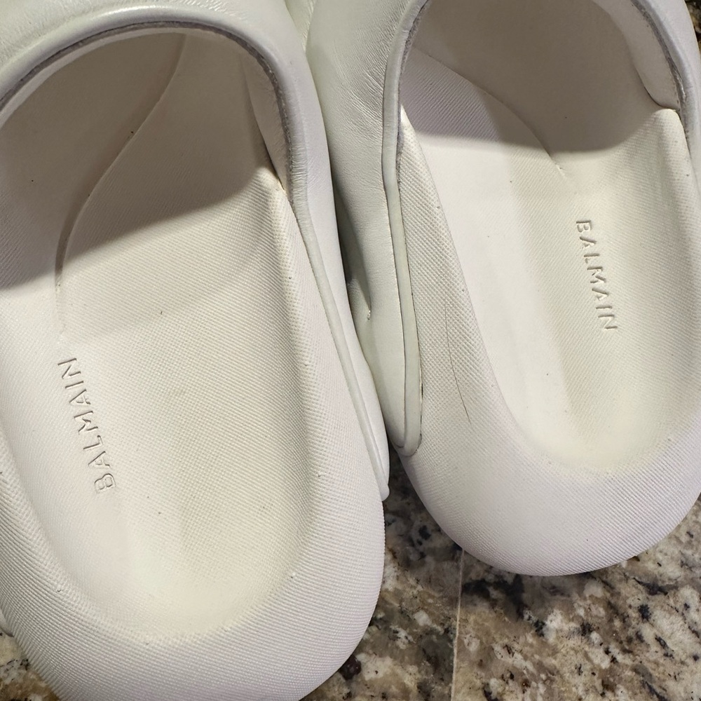Balmain White Quilted Mules - Picture 7 of 9